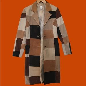 Leather patch worked trench coat